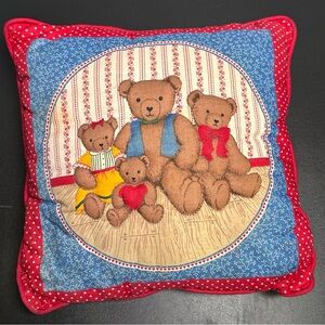 Vintage Throw Pillow Cranston Very Important Bears Family Cotton Fabric Teddy